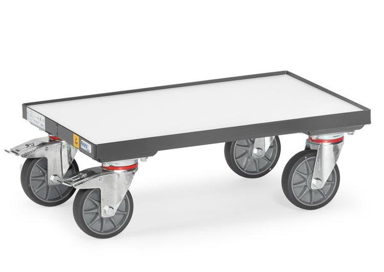 Transportroller mit Platte und vier Lenkrollen