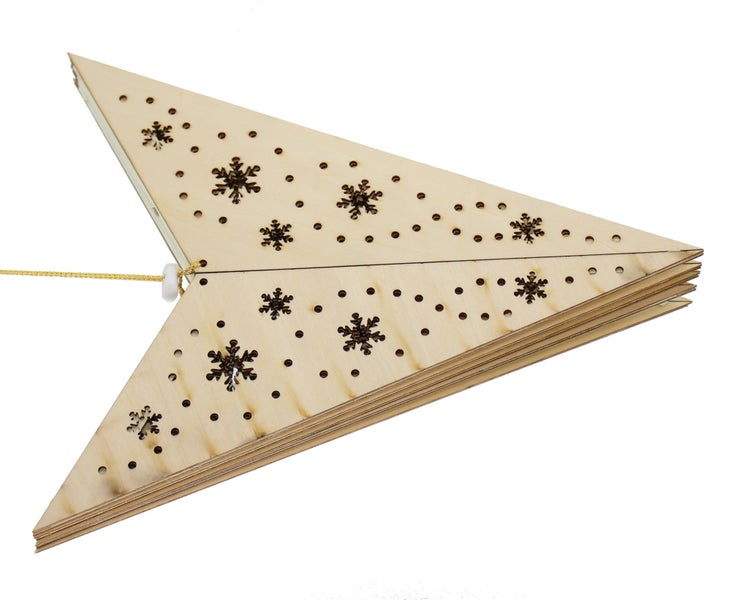 FRANK FLECHTWAREN | Holzstern mit LED-Lichterkette, ca. Ø 60 cm, Tiefe 17 cm, Zuleitung 150 cm, platzsparend zusammenfaltbar, einfacher Klappaufbau, nur, HOLZ