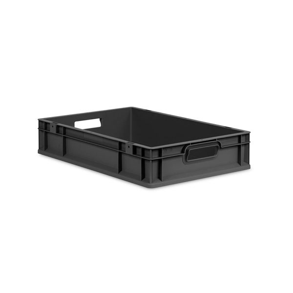 Eurobox NextGen Grip, HxBxT 12x40x60cm, 23 Liter, Griffe offen, Schwarz, Eurobehälter, Transportbox, Transportbehälter, Stapelbehälter