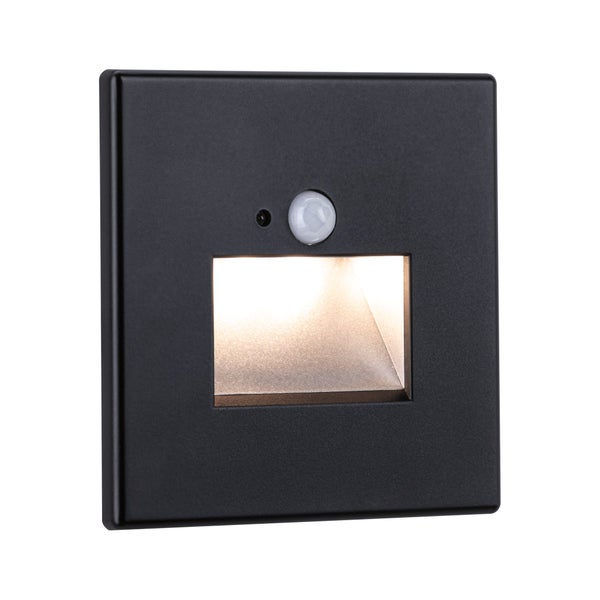 LED Wandeinbauleuchte Edge Quadro eckig 80x42mm 1,2W 25lm 230V 2700K Schwarz matt