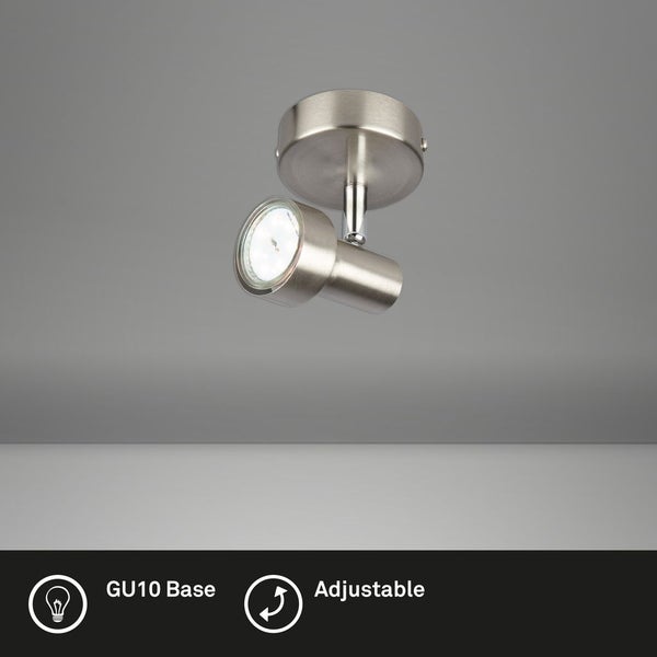 LED Spot Wandleuchte schwenkbar 1xGU10 3000K Ø8cm 3W nickel Metall Briloner