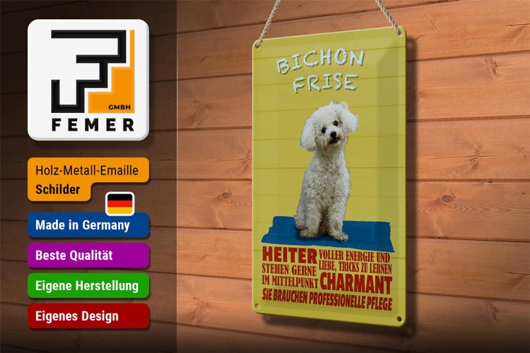 Blechschild Spruch 20x30cm Hund Bichon Frise charmant