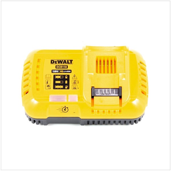 DeWalt Akku-Schnellladegerät DCB118 für 18 Volt XR Lithium-Ionen Akkus mit Ladestandsanzeige.