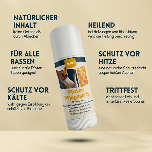 nimo® Pfoten Pflegestift • Pfotenbalsam mit Bienenwachs und Propolis zum Schutz und zur Pflege von Pfoten