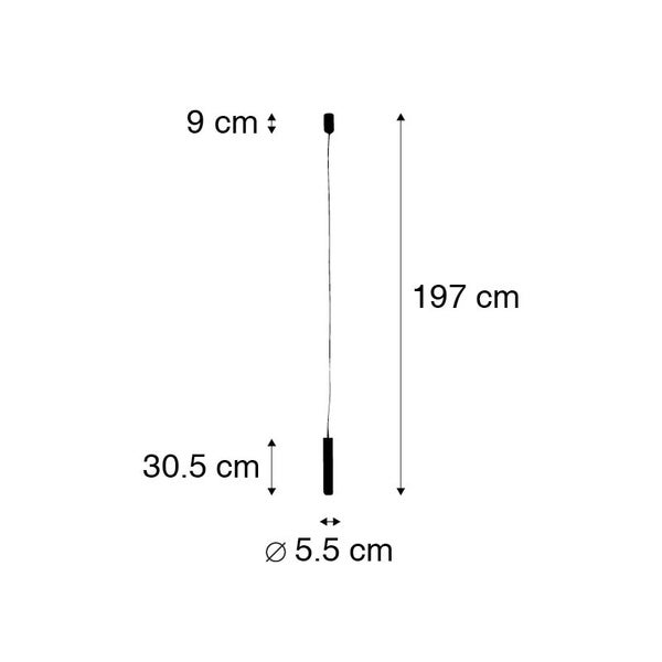 Technische Zeichnung einer Pendelleuchte mit Maßangaben