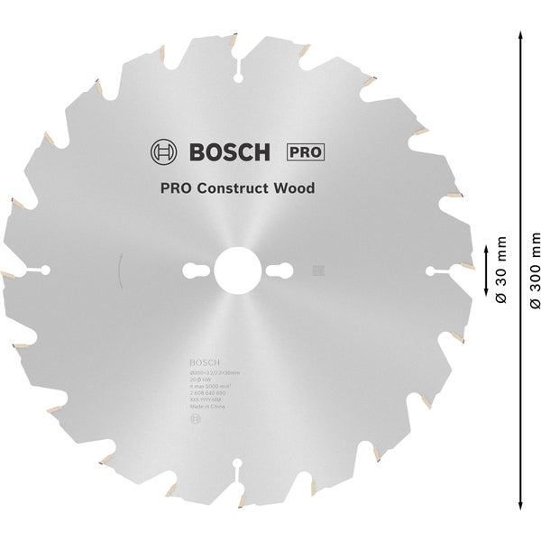 Bosch PRO Construct Wood Kreissägeblatt 300 x 3,2 x 30 mm - 2608640690