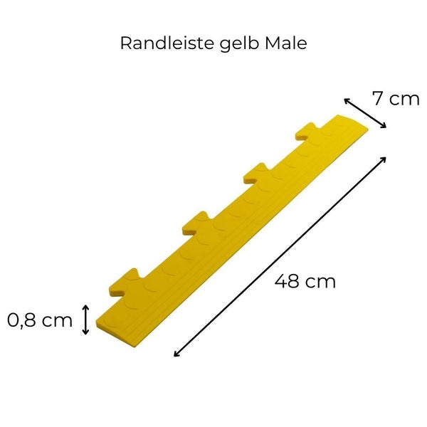 Klickfliesen Bodenplatte Kunststoff Balkon Terasse Garage Werkstatt Camping Fliesen Bodenbelag 50 PVC Klicksystem 10x Randleisten MALE gelb