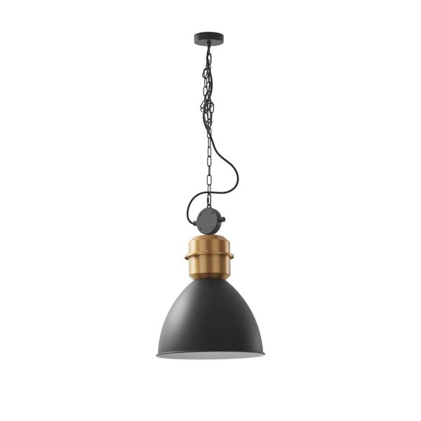 Lucande Pendelleuchte Kaeloria (Vintage, Industriell) in Schwarz aus Aluminium (1 flammig E27) - Deckenlampe Esstischlampe Hängelampe Hängeleuchte Wohnzimmerleuchte