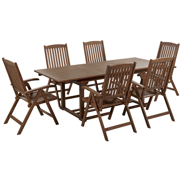 Gartenmöbel Set 6-Sitzer AMANTEA Akazienholz Dunkelbraun