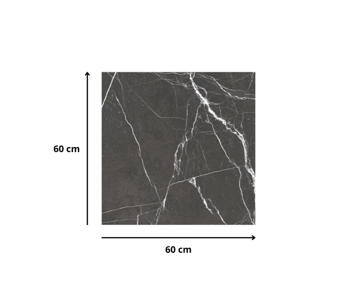 Feinsteinzeug Wand- und Bodenfliese Premium Marble Statuario Dunkelgrau 60 x 60 x 0,9 cm glasiert poliert rektifiziert