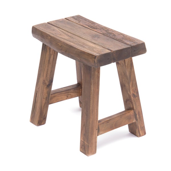 Hocker Rustic Teak Massivholz braun rustikal