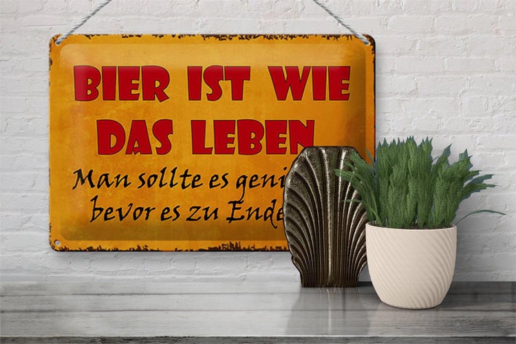 Blechschild Spruch 30x20cm Bier ist wie das Leben man soll
