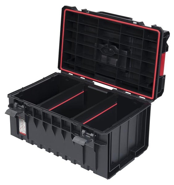 PROREGAL QBRICK Werkzeugkasten One HxBxT 38,5 x 58,5 x 32 cm 38 Liter Traglast Bis Zu 120 kg Mit Deck & Frontgriff Mit Klemmverschlüsse Schwarz