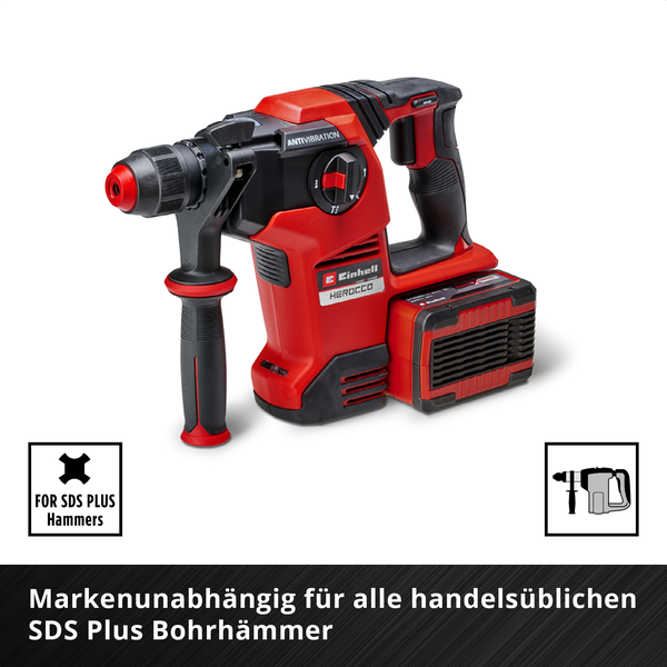 Original Einhell 3-tlg. SDS Plus Meißel-Set, 250 mm (mit Spitzmeißel, 20 mm breitem Flachmeißel, und 40 mm breitem Spatmeißel aus langlebigem 40Cr Stahl für Abbruch- und Renovierungsarbeiten)