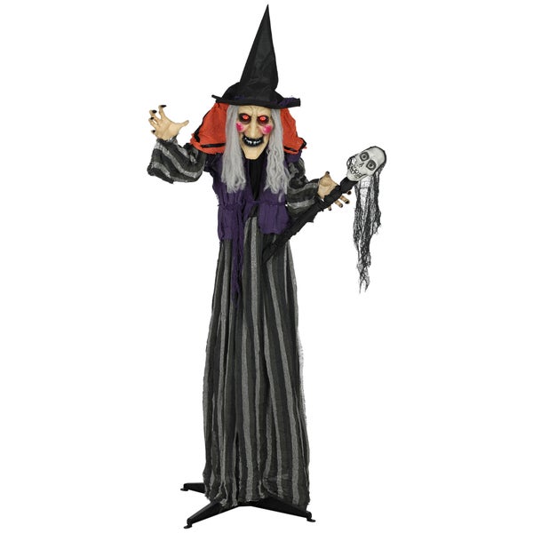 Halloween Dekorationsartikel stehende Hexe mit Totenkopf