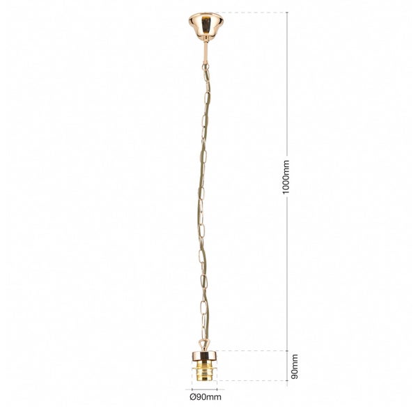 Kettenaufhängung 100cm Aufhängung mit Fassung E27 Schraubring Lampenaufhängung Lampen Kette Gold
