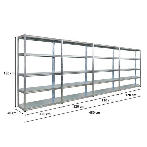 PROREGAL Mega Deal 4x  Schwerlastregal Steel Eagle , HxBxT 180x120x40 cm,  Fachlast 130kg, Verzinkt