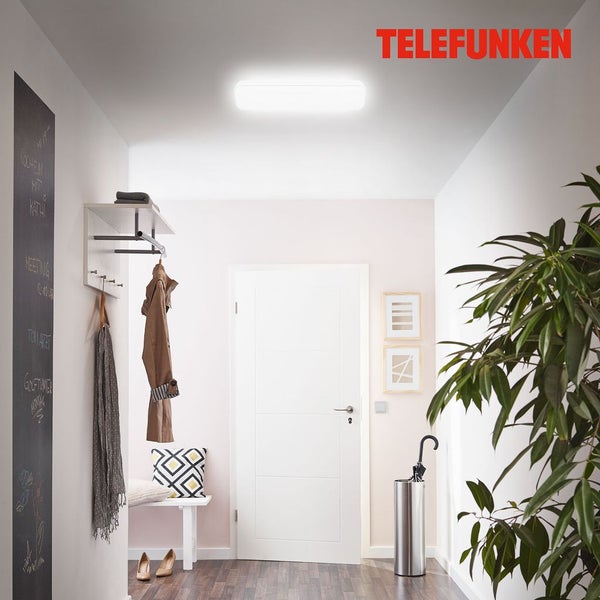TELEFUNKEN KISTA LED Deckenleuchte, in Stufen dimmbar, Speicherfunktion, Neutralweißes Licht, weiß, 60,5 x 18,5 x 5,5 cm