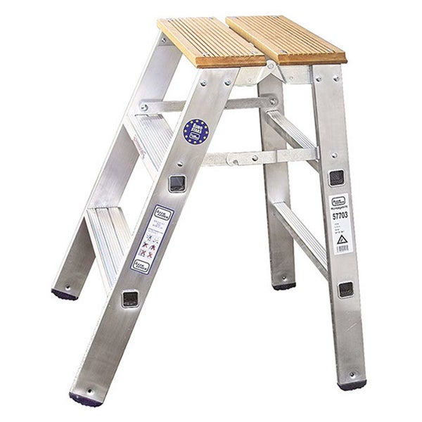 Aluminium Klapptritt mit Holzstufen