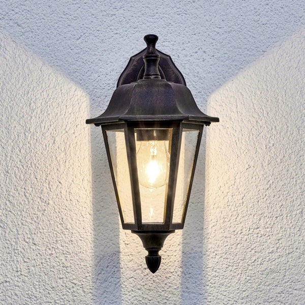 Lindby Wandleuchte außen Lamina (spritzwassergeschützt (Retro, Vintage Antik) in Braun aus Aluminium (1 flammig E27) - Außenwandleuchten Wandlampe Led Außenlampe Outdoor für