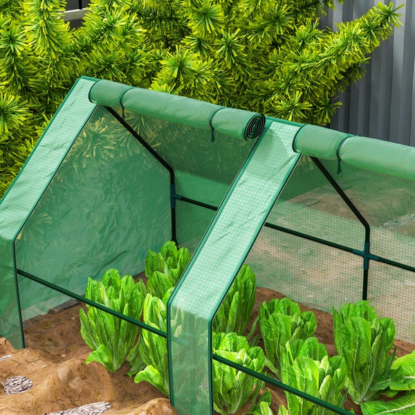 Folientunnel für den Garten aus Kunststoff und Metall mit aufrollbarem Fenster für den Gemüseanbau