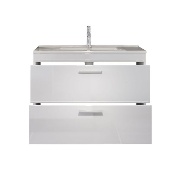 Devon unterschrank mit Waschbecken 2 Schubladen weiß, weiß Hochglanz. 81 X 47 X 59 cm