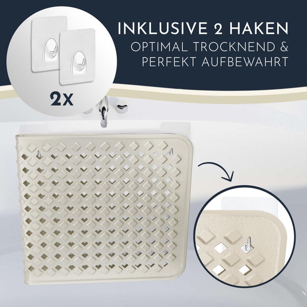 Homerella Badewannenmatte rutschfest Hautsensitiv 88x39cm, INKL. AUFHÄNGUNG | Antirutschmatte Badewanne BPA frei | Duschmatte schimmelresistent & maschinenwaschbar | Badematte rutschfest
