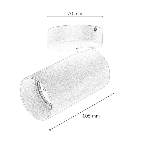 Illustration einer Aufbauleuchte mit den Maßen 70 mm und 105 mm.