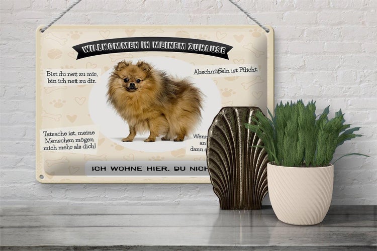 Blechschild Spruch 30x20cm Tiere Spitz willkommen wohne hier