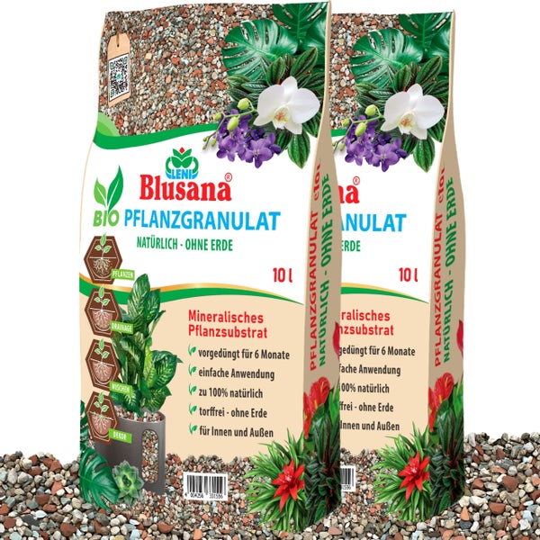 Blusana Mineralisches Pflanzsubstrat vorgedüngt für Pflanzen 20 Liter Bims Lava-Stein Zeolith Ton Mix Granulat feine Körnung 2-5 mm pH neutral Hydrokultur Drainage & Dekoration