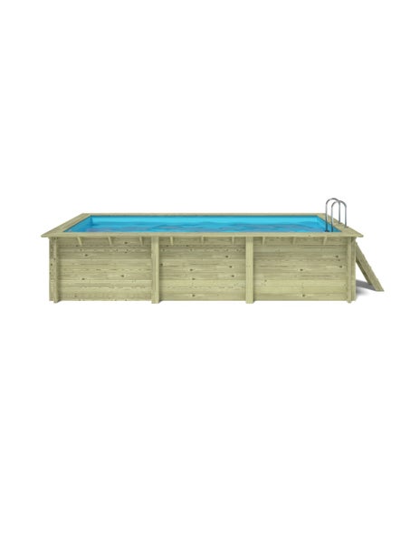 Rechteckiger Holzpool mit Leiter