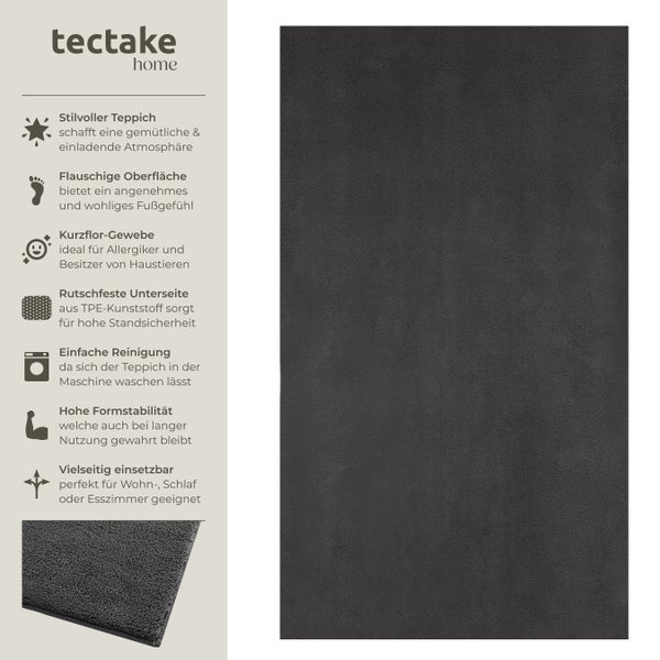 Kurzflorteppich tectake rutschfeste Unterseite verschiedene Größen und Farben 60 x 110 cm