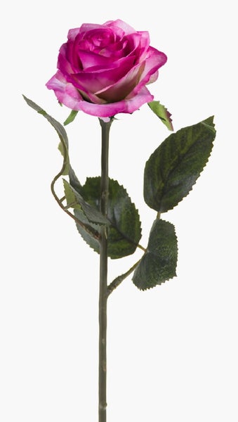 Rosafarbene künstliche Rosenblüte aus Textilmaterial zur Dekoration.