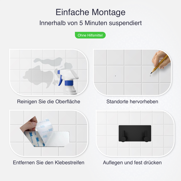 EAVY Hakenleiste Edelstahl Schwarz Selbstklebend