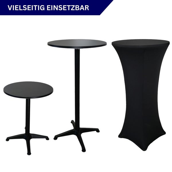 Drei Stehtische in verschiedenen Ausführungen