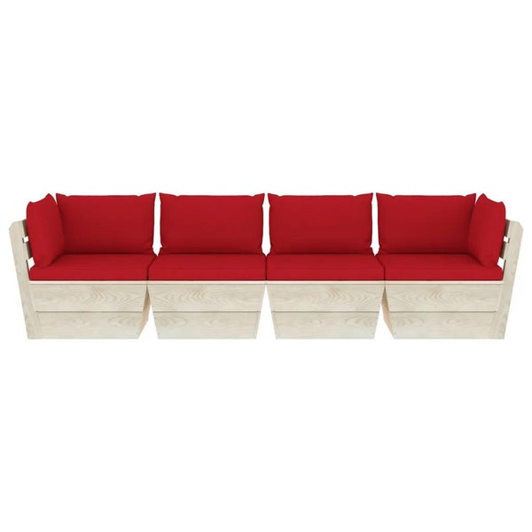 Garten-Palettensofa 4-Sitzer mit Kissen Fichtenholz