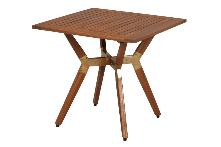 Quadratischer Holztisch für den Außenbereich