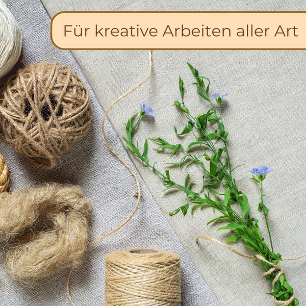 Dekorative Szene mit Garn, Schnur und Pflanzen für kreative Projekte