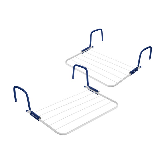 2x Wäschetrockner für Balkon, Heizung & Camping - Wäscheständer für Balkongeländer & Heizkörper - 50x33 cm - Hängetrockner klappbar Balkonwäschetrockner