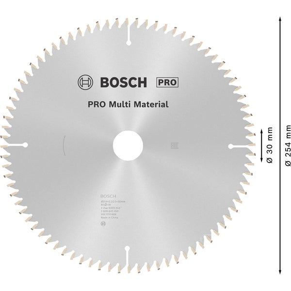 Bosch Pro Kreissägeblatt für Multi Material, 254 Millimeter Durchmesser
