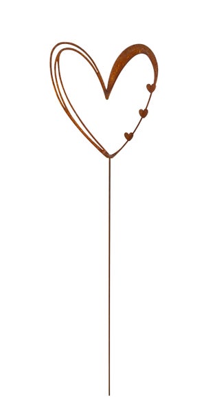 Gartenstecker in Herzform aus Edelrost Metall als Gartendekoration