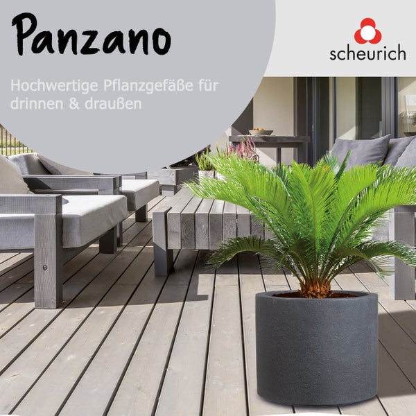Scheurich Panzano 30, Pflanzgefäß/Blumentopf/Pflanzkübel, rund,  aus Kunststoff Farbe: Schwarz-Granit, 28,8 cm Durchmesser, 24,3 cm hoch, 14 l Vol.