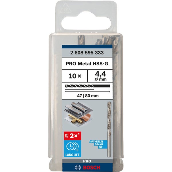 Bosch PRO Metal HSS-G Spiralbohrer 4,4 x 47 x 80 mm - 2608595333