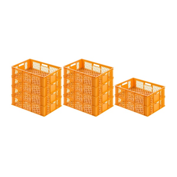 PROREGAL SparSet 10x Eurobehälter Bäcker- und Konditorenkasten HxBxT 171 x 40 x 60 33 Liter Gelb-Orange Brötchenkiste stapelbare Bäckerkiste