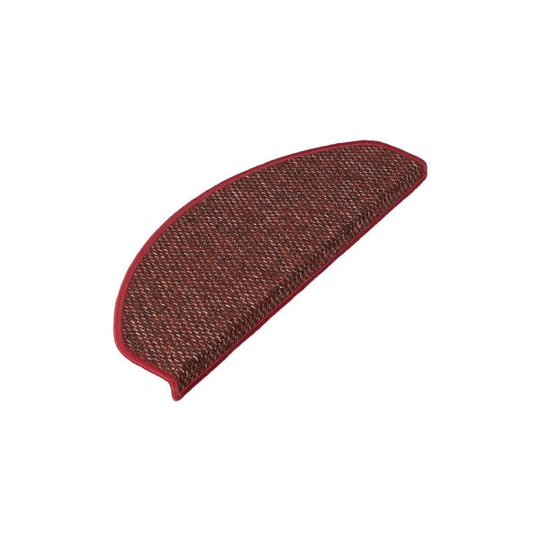 FLOORDIREKT Stufenmatte Ponto - Unempfindlich & Pflegeleicht - Rot - Halbrund - 23,5 x 65 cm