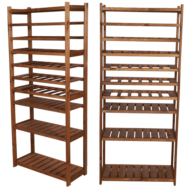 PROREGAL Weinregal SPREEWALD HxBxT 163x70x33cm 36 Flaschen auf 6 Ebenen + 4 Ablagen Massives Kiefernholz Braun geölt