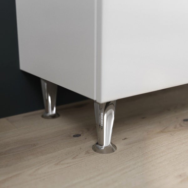 Unterschrank 2-türig, Keramik-Waschtisch, Spiegel mit LED – Beleuchtung und Hängeschrank | Easy