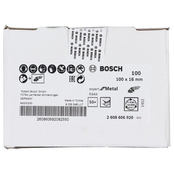 Bosch 50x Fiberschleifscheibe Expert for Metal Korund 100 mm 16 mm 100 - 2608606920