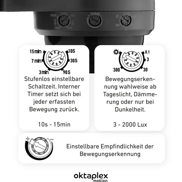 Oktaplex Mia Bewegungsmelder Aussen 360 Grad anthrazit IP65 10m Reichweite für Wand / Deckenmonatge