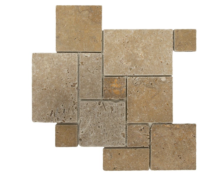Wohnrausch Natursteinmosaik Travertin NOCE Mini Römischer Verband 35 x 35 cm, getrommelt, braun